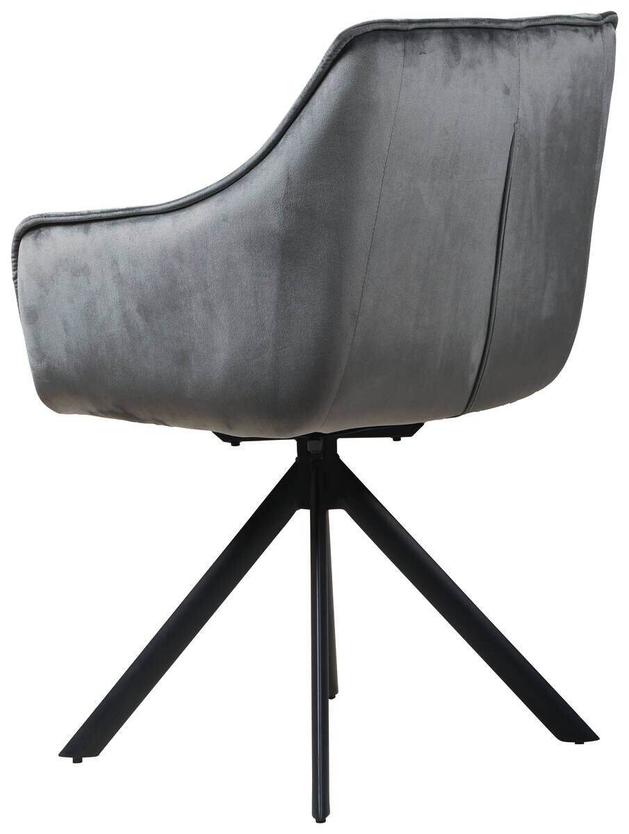 Armlehnstuhl Darwin dunkelgrau schwarz Samtoptik Metall B/H/T: ca. 61x95x60 cm