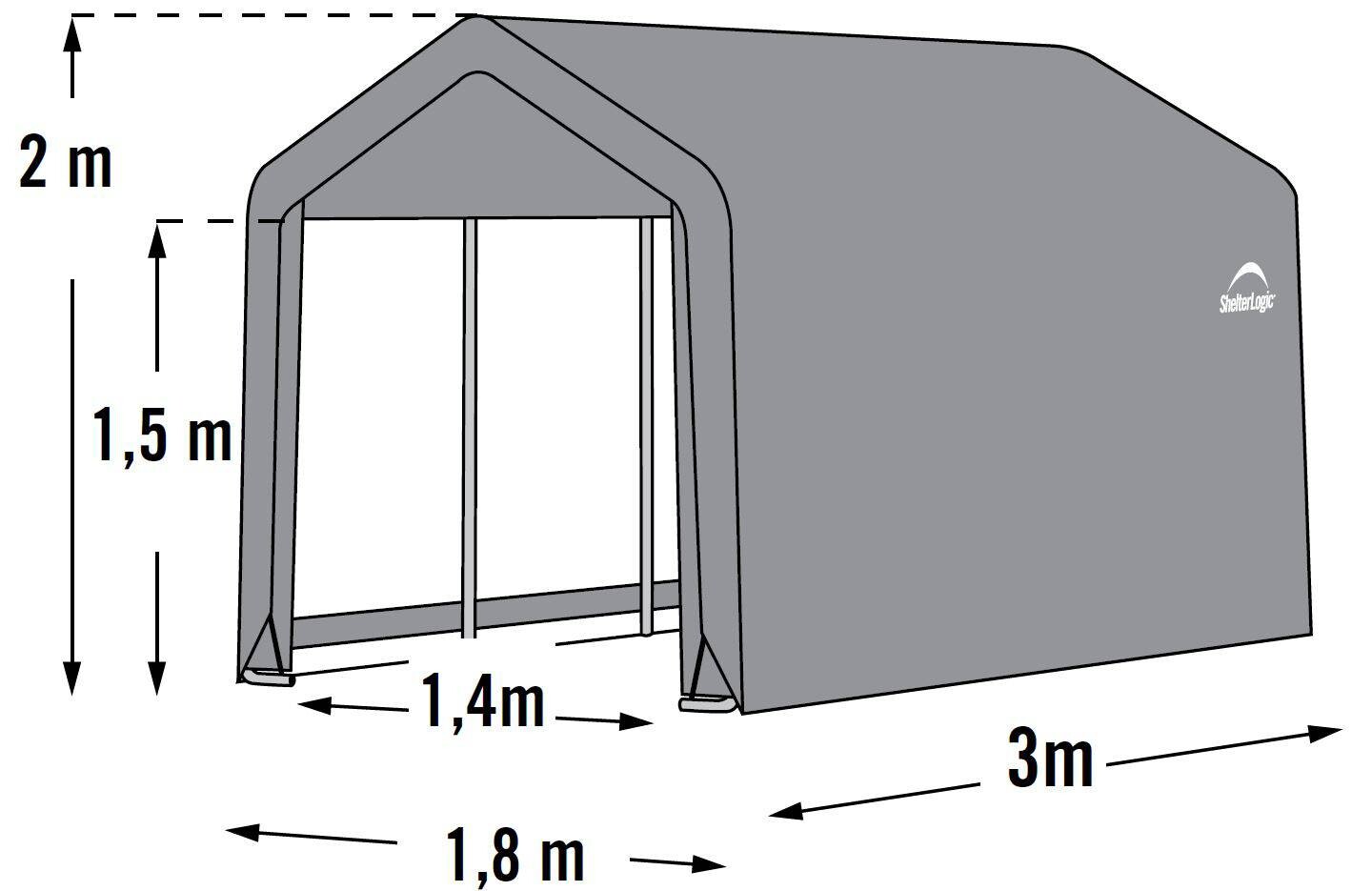 ShelterLogic Gartenhaus Shed-in-a-Box grau B/H/L: ca. 180x200x300 cm