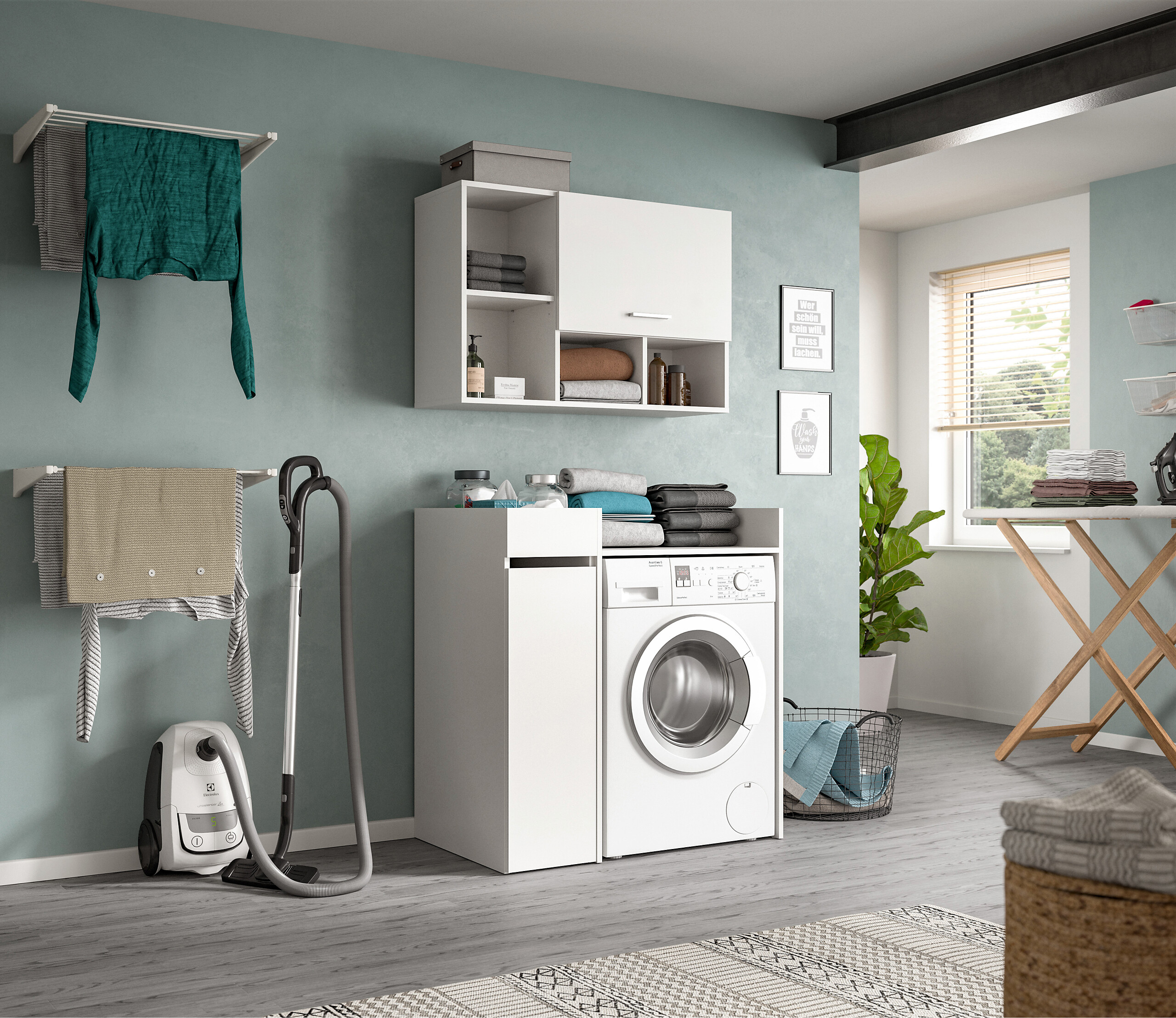 Waschmaschinenumbauschrank Free weiß B/H/T: ca. 95x195x60 cm