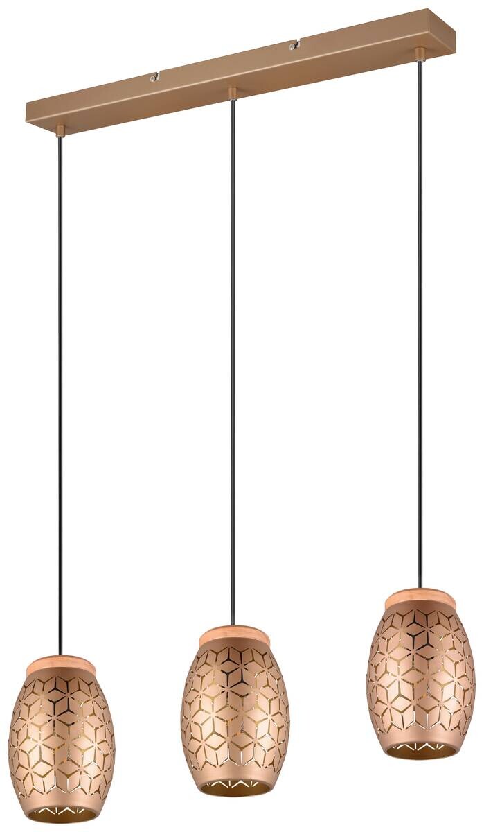 Reality Pendelleuchte Bidar gold Metall Holz B/H/L/D: ca. 71x150x15x15 cm E27 3 Brennstellen