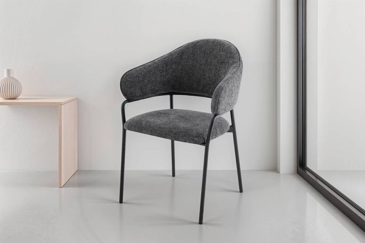 Stuhl CURVE, 2er-Set grau Stoff B/H/T: ca. 60x86x58 cm