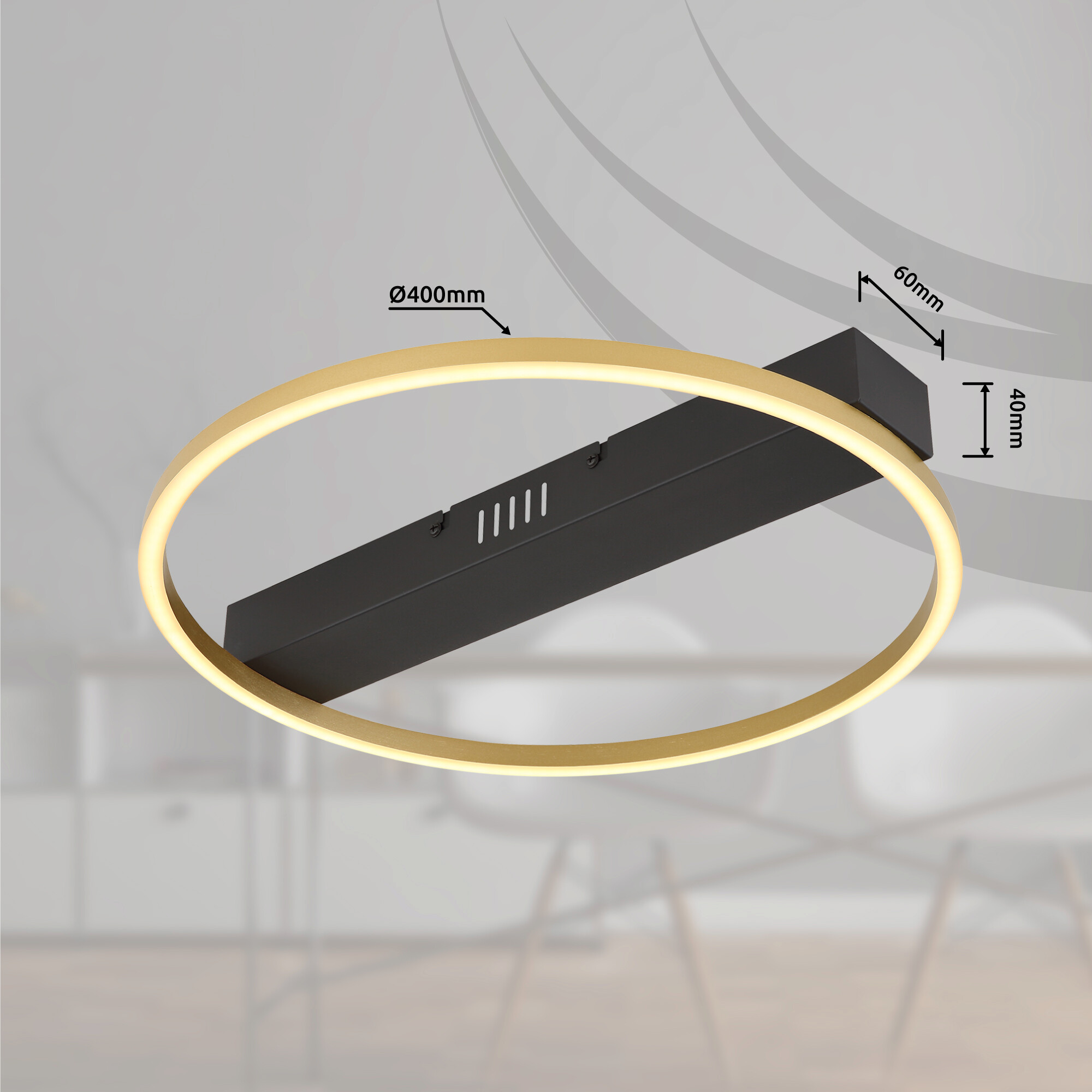 GLOBO Deckenleuchte gold Opal schwarz Metall Acryl B/H/L: ca. 39,4x5,3x40 cm 1 Brennstellen