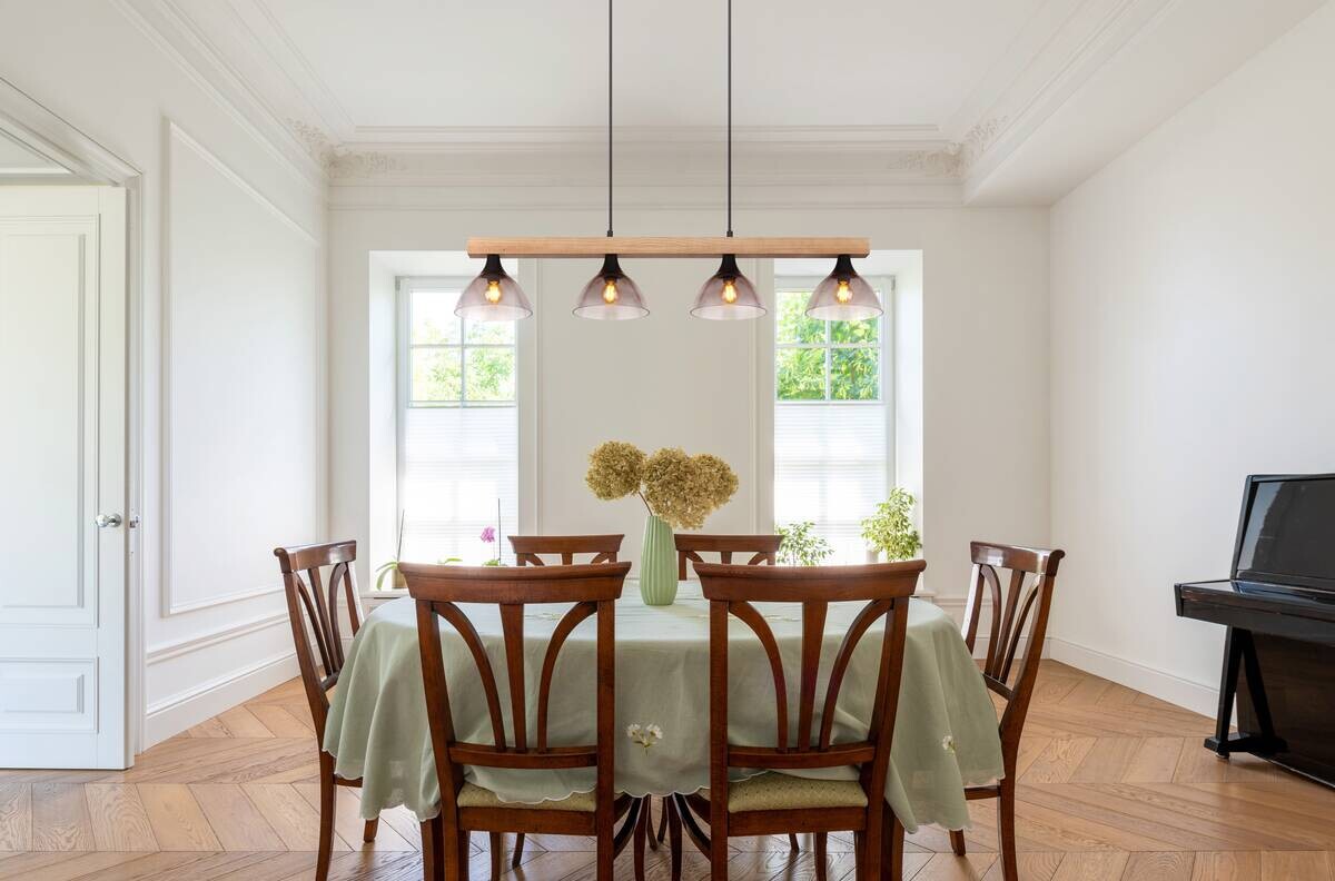 GLOBO Pendelleuchte Rauch schwarz Metall Glas B/H/T: ca. 17x150x96 cm E14 4 Brennstellen