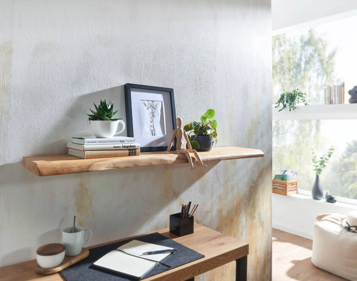 Wandregal braun Holz B/H/T: ca. 120x4x26 cm