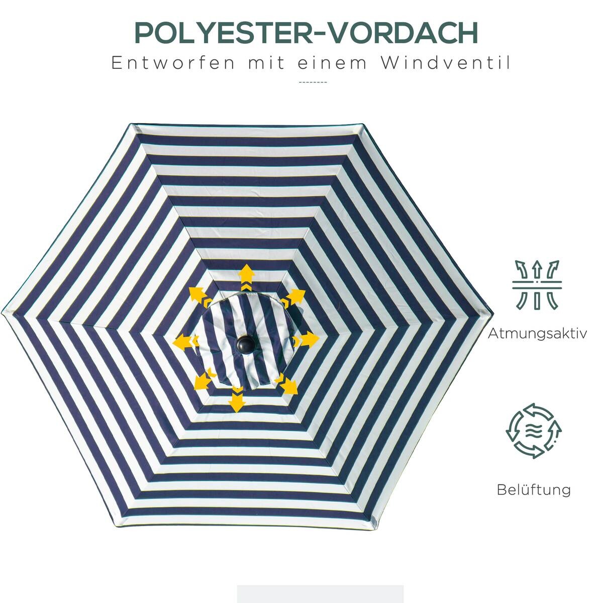 Outsunny Sonnenschirm blau Metall