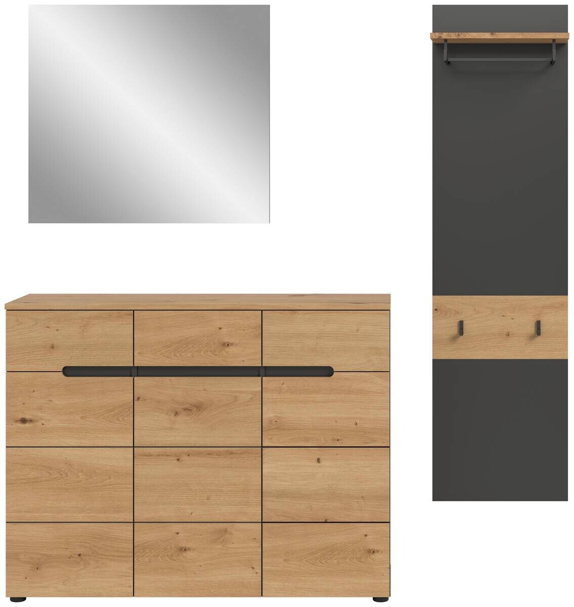 Garderobe Canu basaltgrau Nachbildung Artisan Nachbildung B/H/T: ca. 180x190x37 cm