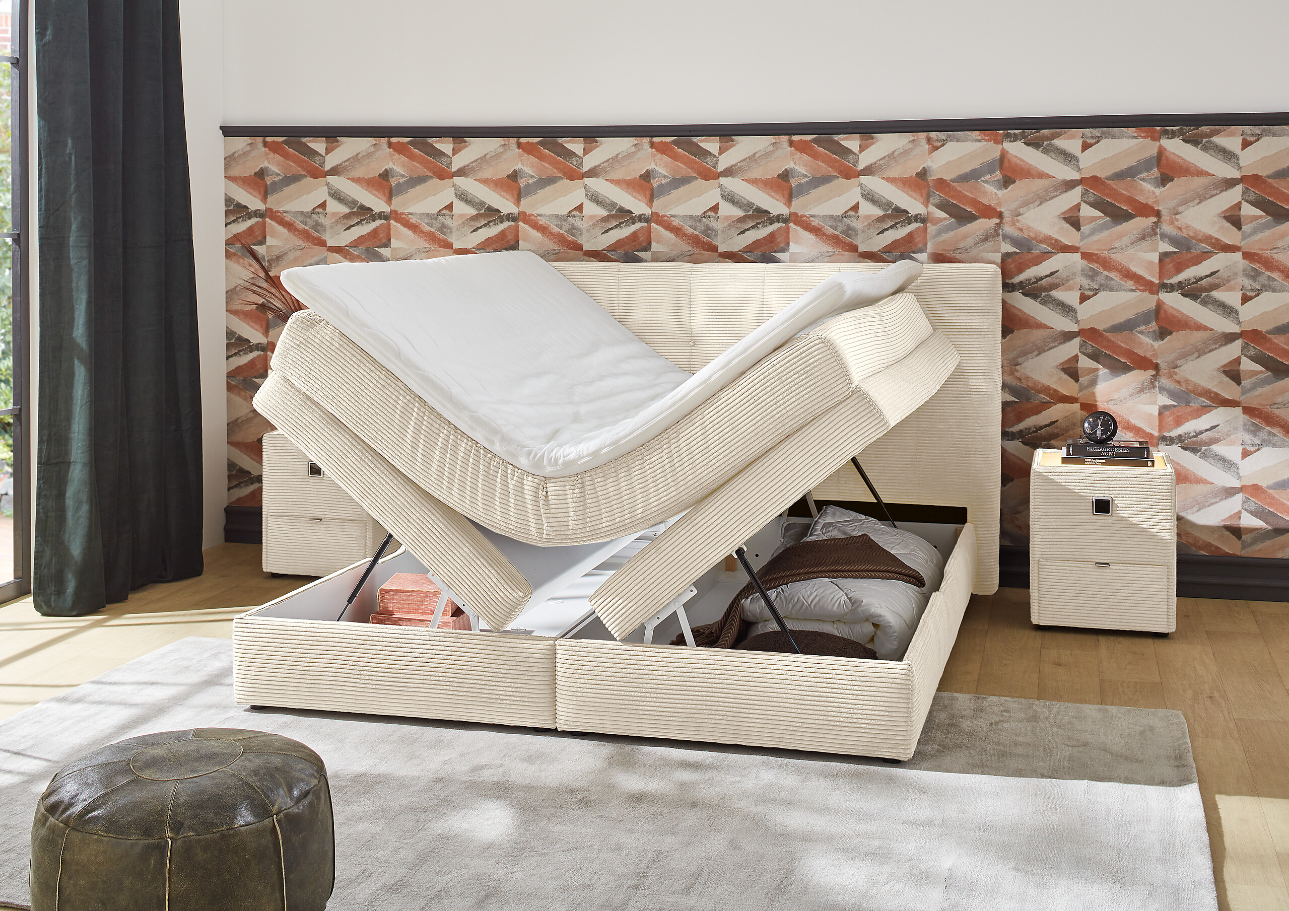 Boxspringbett  beige Liegefläche B/L: ca. 180x200 cm