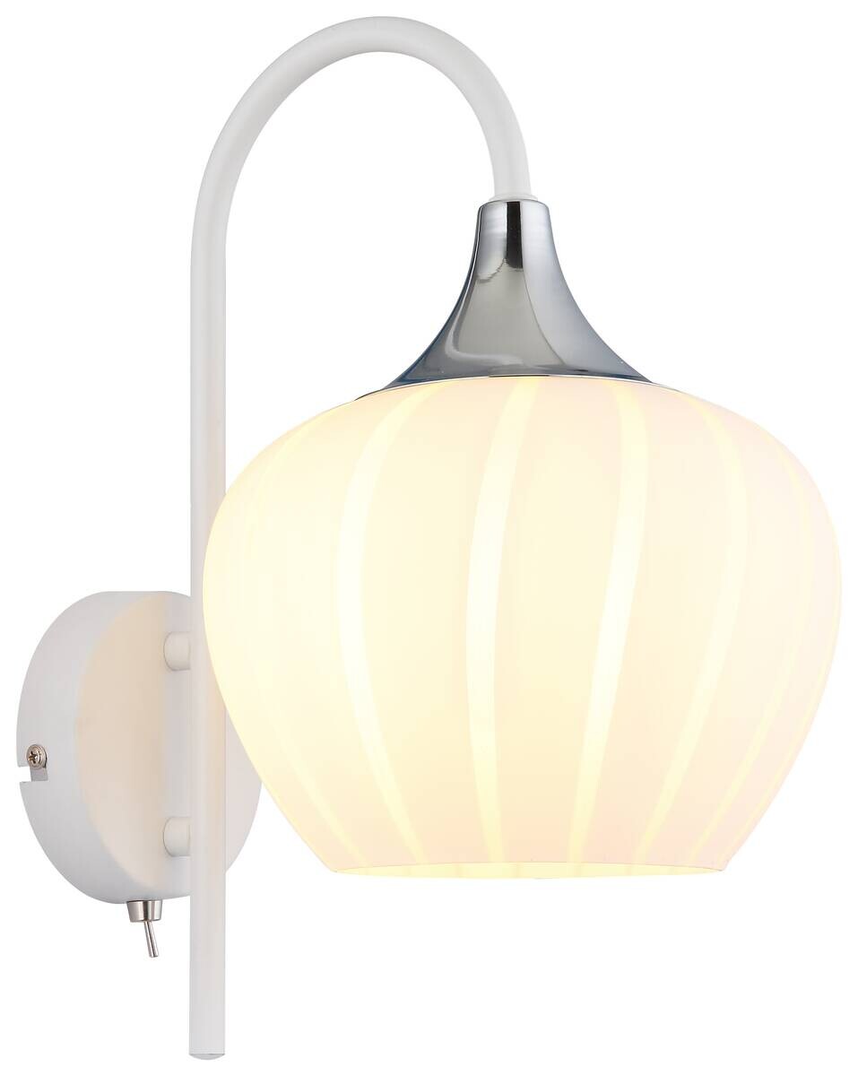 GLOBO Wandleuchte weiß Opal Chrom Glas Metall B/H/T: ca. 18x32x25 cm E27 1 Brennstellen