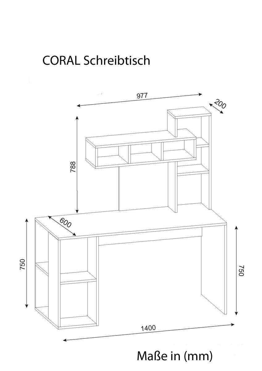 Schreibtisch Coral weiß walnuss Nachbildung B/H/T: ca. 140x75x60 cm