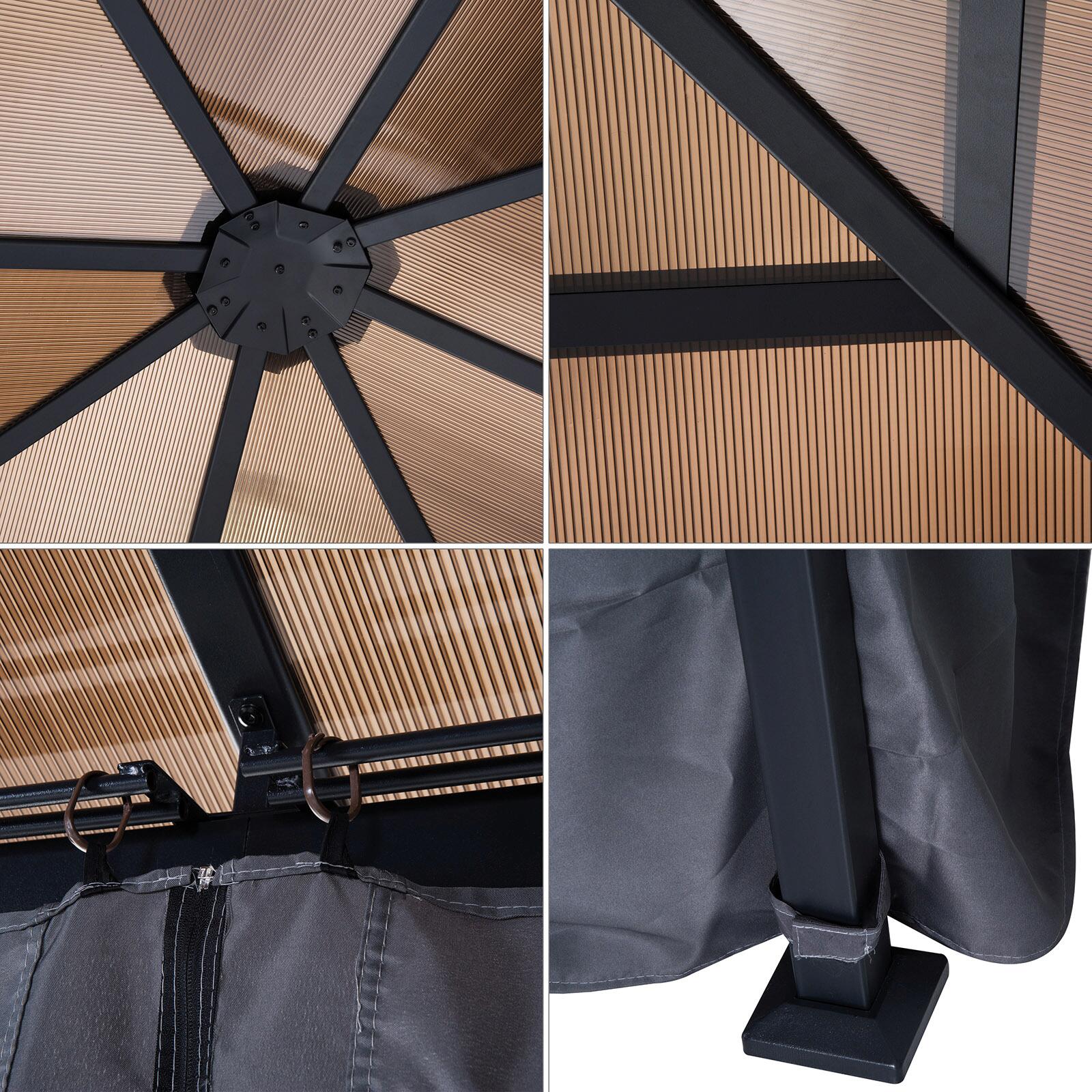 Outsunny Gartenpavillon braun Alu B/H/L: ca. 300x265x300 cm