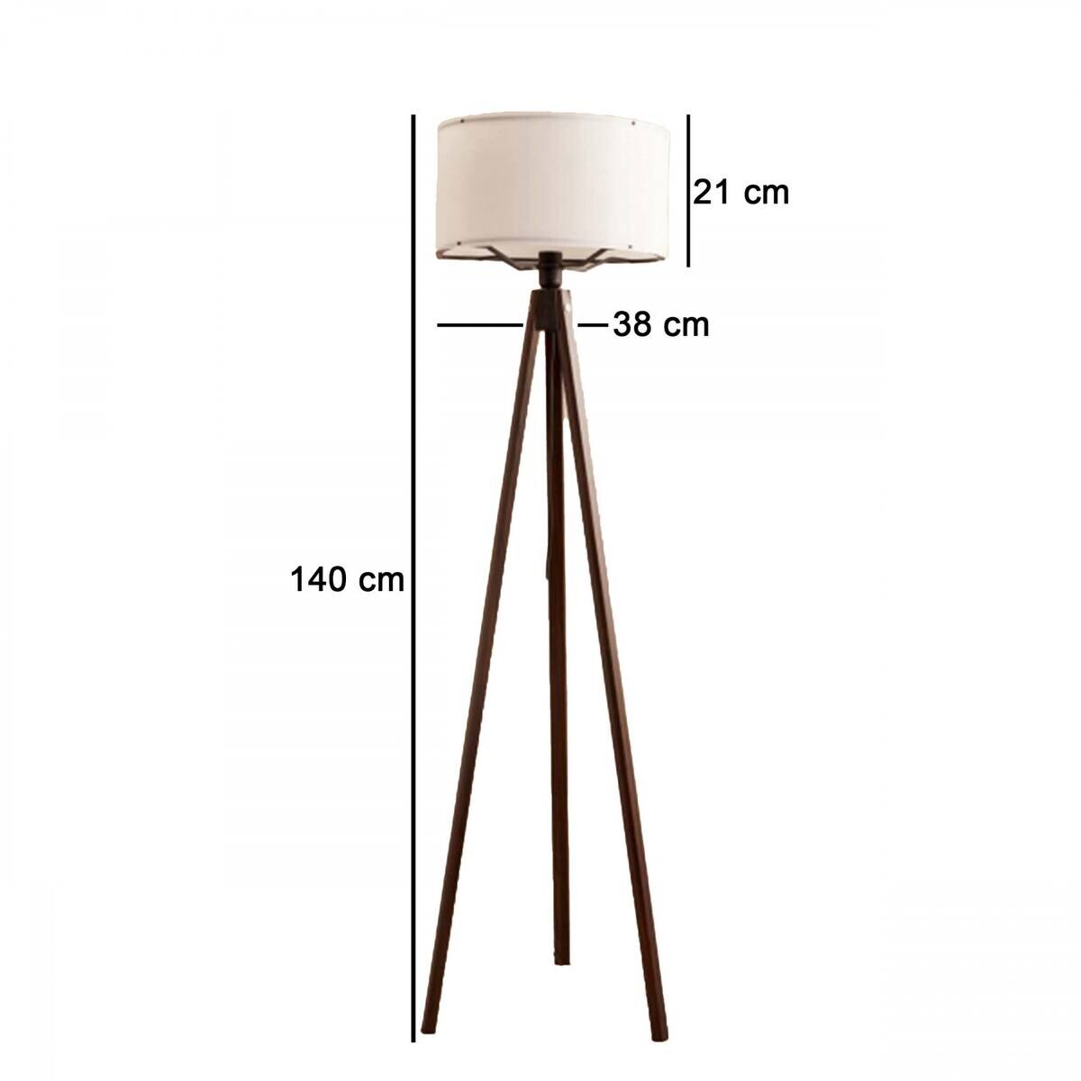 Opviq Stehleuchte weiß braun Stoff Holz B/H/T/L/D: ca. 21x140x21x21x21 cm E27 1 Brennstellen