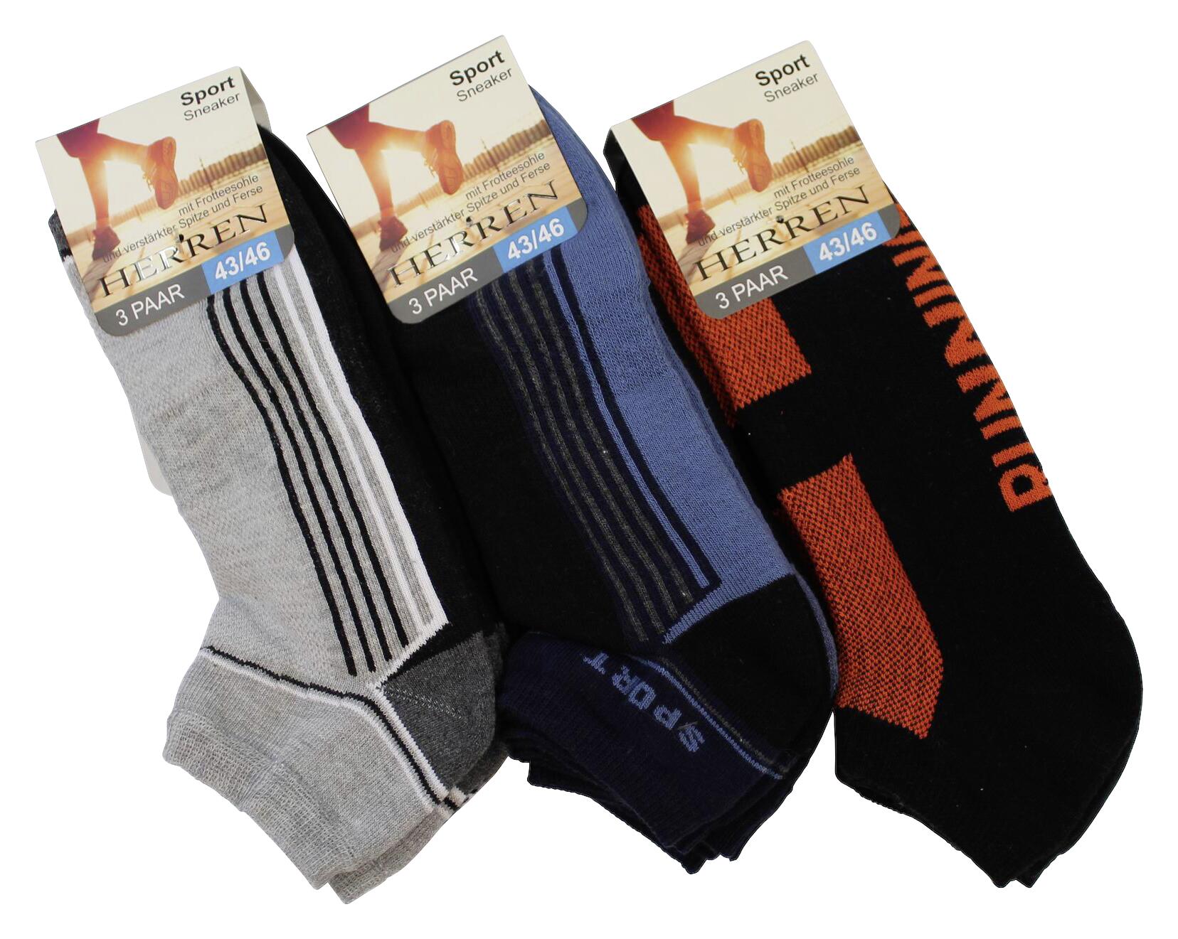Herren-Socken sortiert 3 Packstücke Größe 39-42