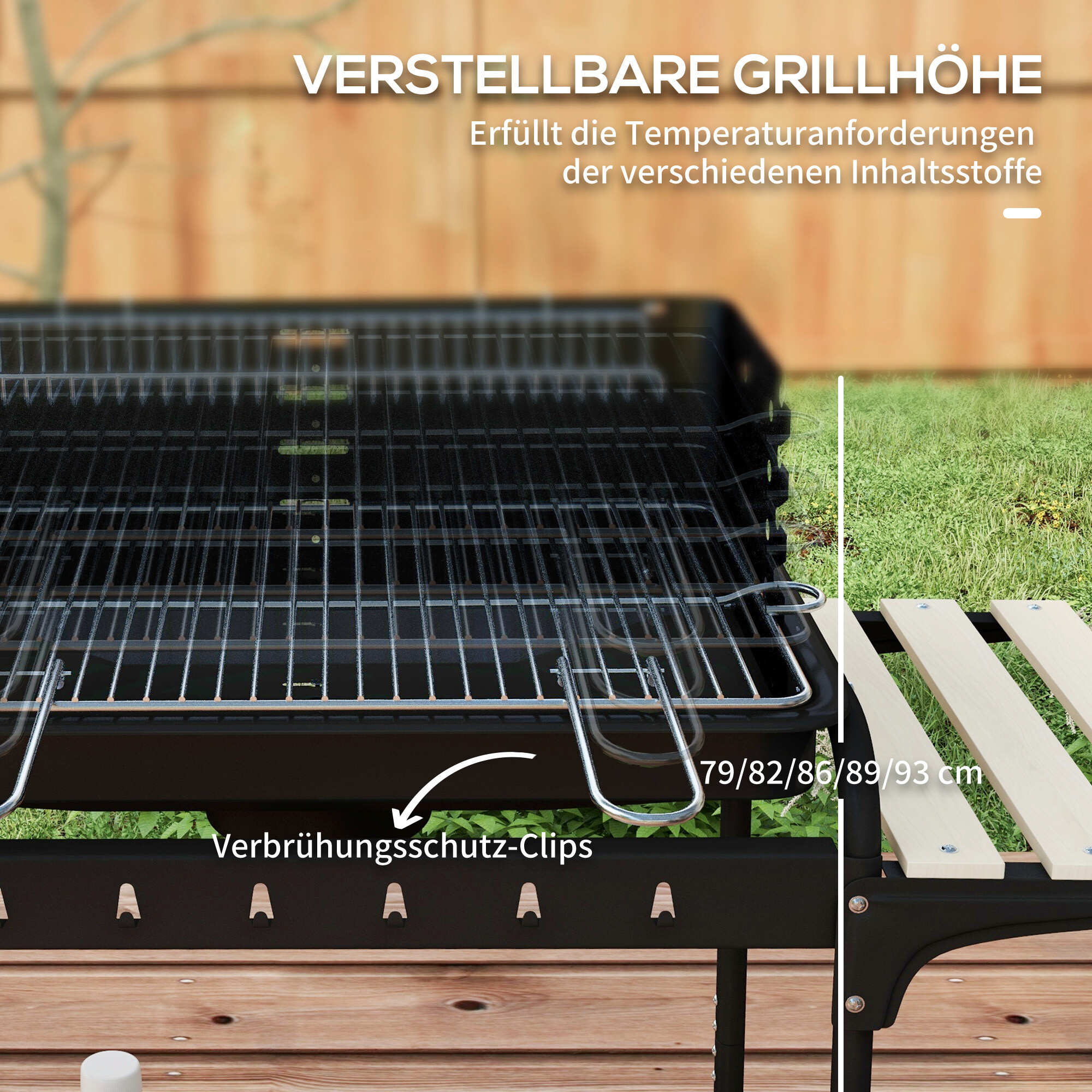 Outsunny Holzkohlegrill Metall B/H/L: ca. 47x95x103 cm