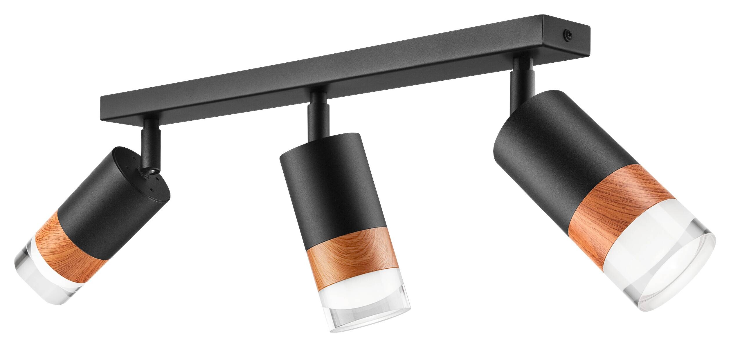 Lamkur Deckenleuchte schwarz Stahl Glas B/H/L: ca. 8x19x45 cm 3 Brennstellen