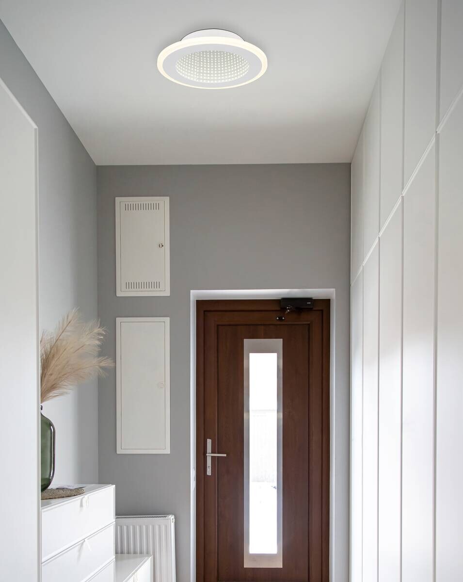 GLOBO LED-Deckenleuchte weiß Opal Acryl Metall H/D: ca. 4x22,5 cm