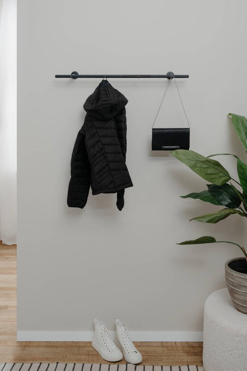 Garderobenleiste Derby schwarz Metall B/H/T: ca. 80x2x9 cm