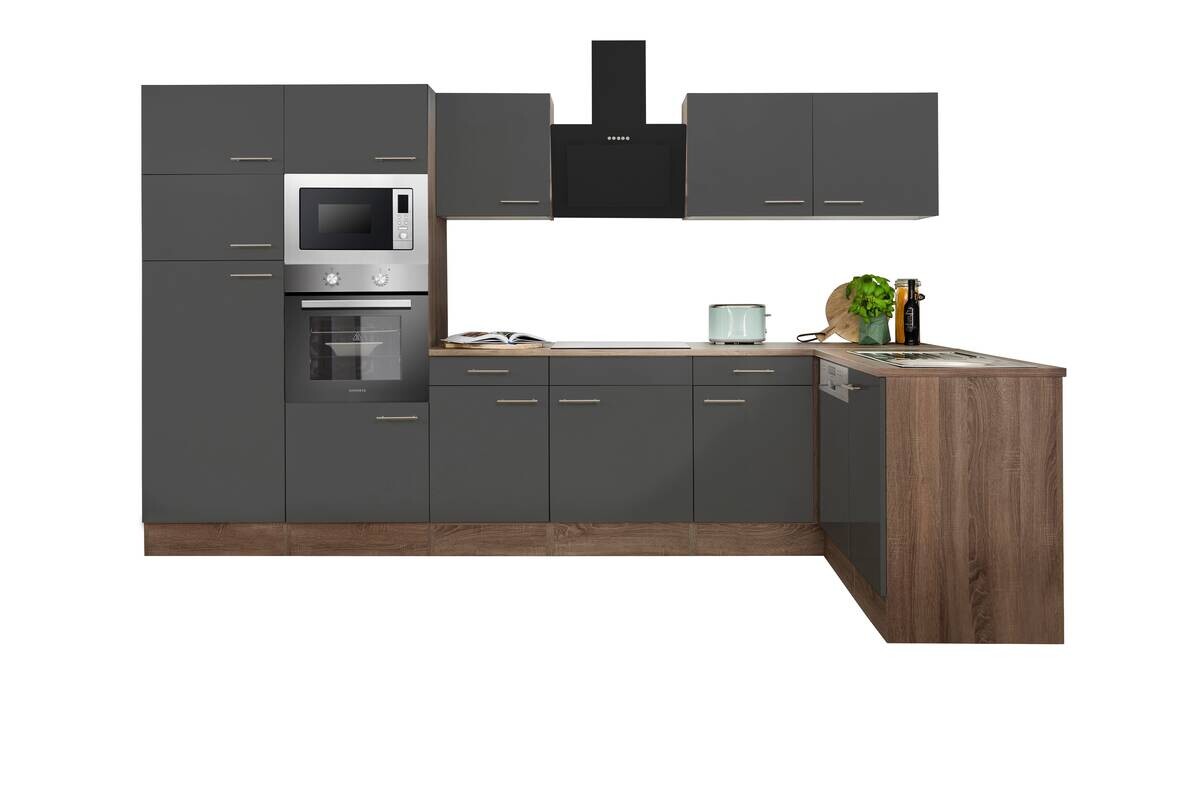 Respekta Winkelküche KBL340EYGMISGKE grau B/H/T: ca. 340x205x172 cm