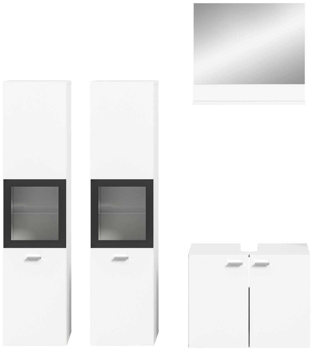 Badezimmer-Set BOSTON weiß schwarz B/H/T: ca. 137x186x33 cm