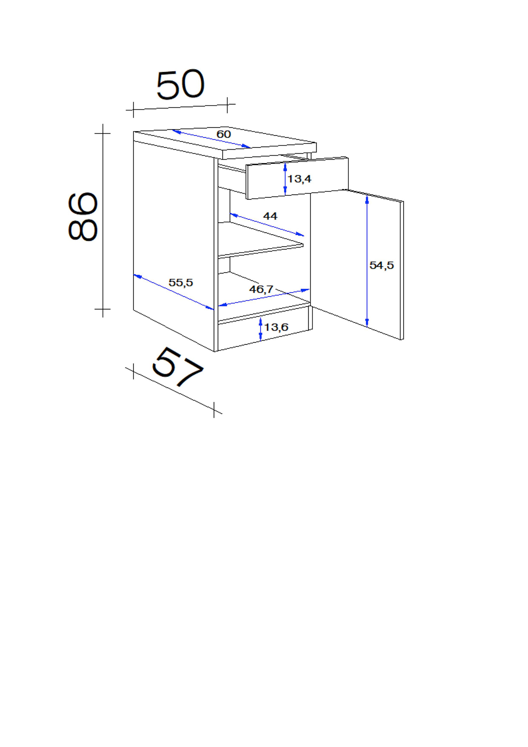 Unterschrank Valero weiß Hochglanz B/H/T: ca. 50x86x60 cm