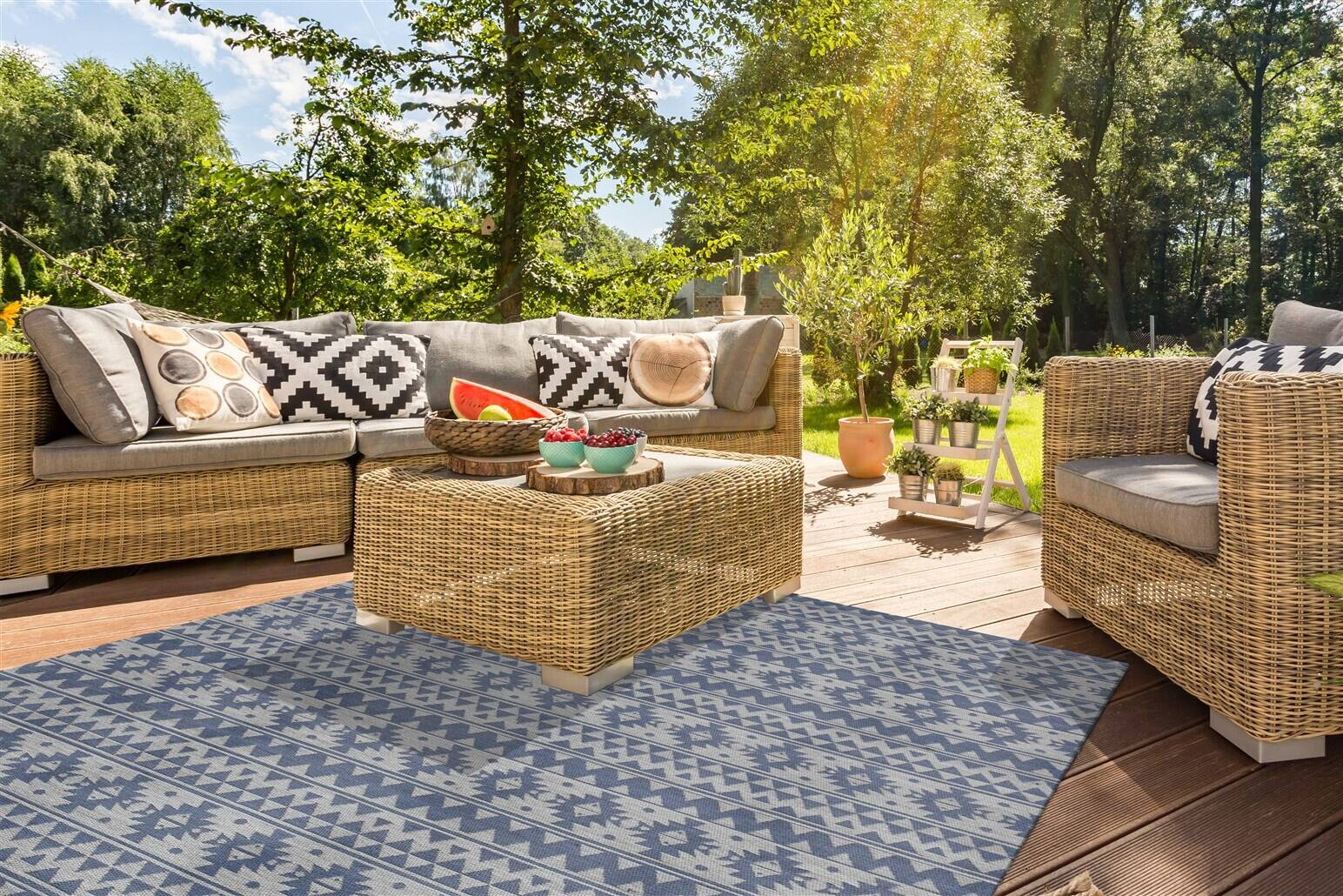 Kayoom Flachgewebeteppich Sunny 210 hellblau B/L: ca. 160x230 cm