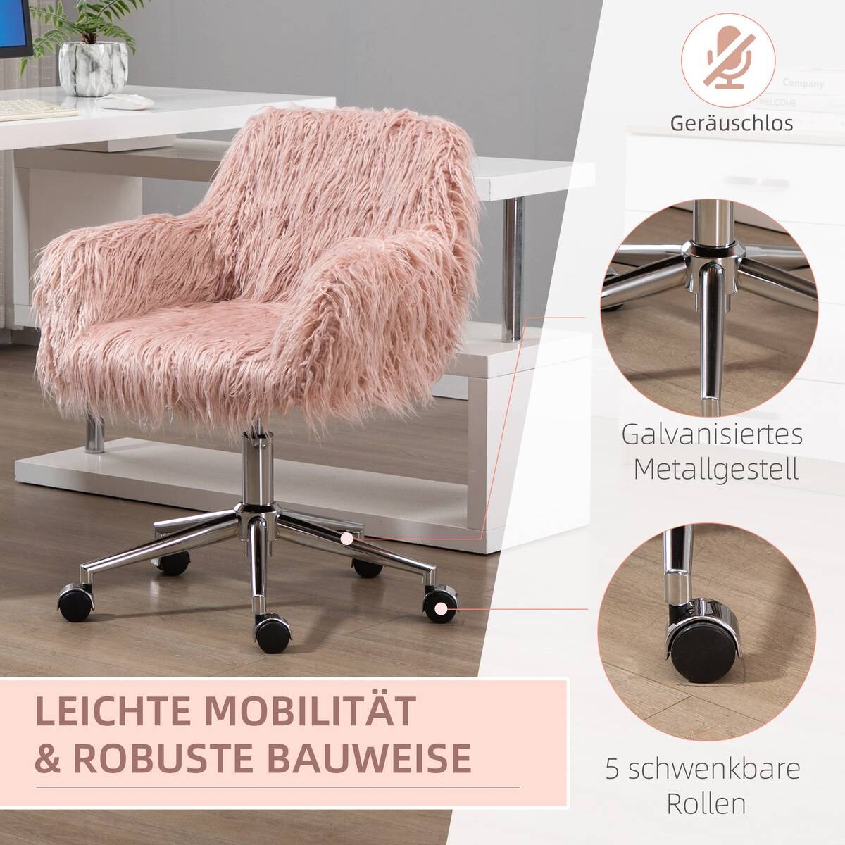 Drehstuhl 921-548PK rosa silber