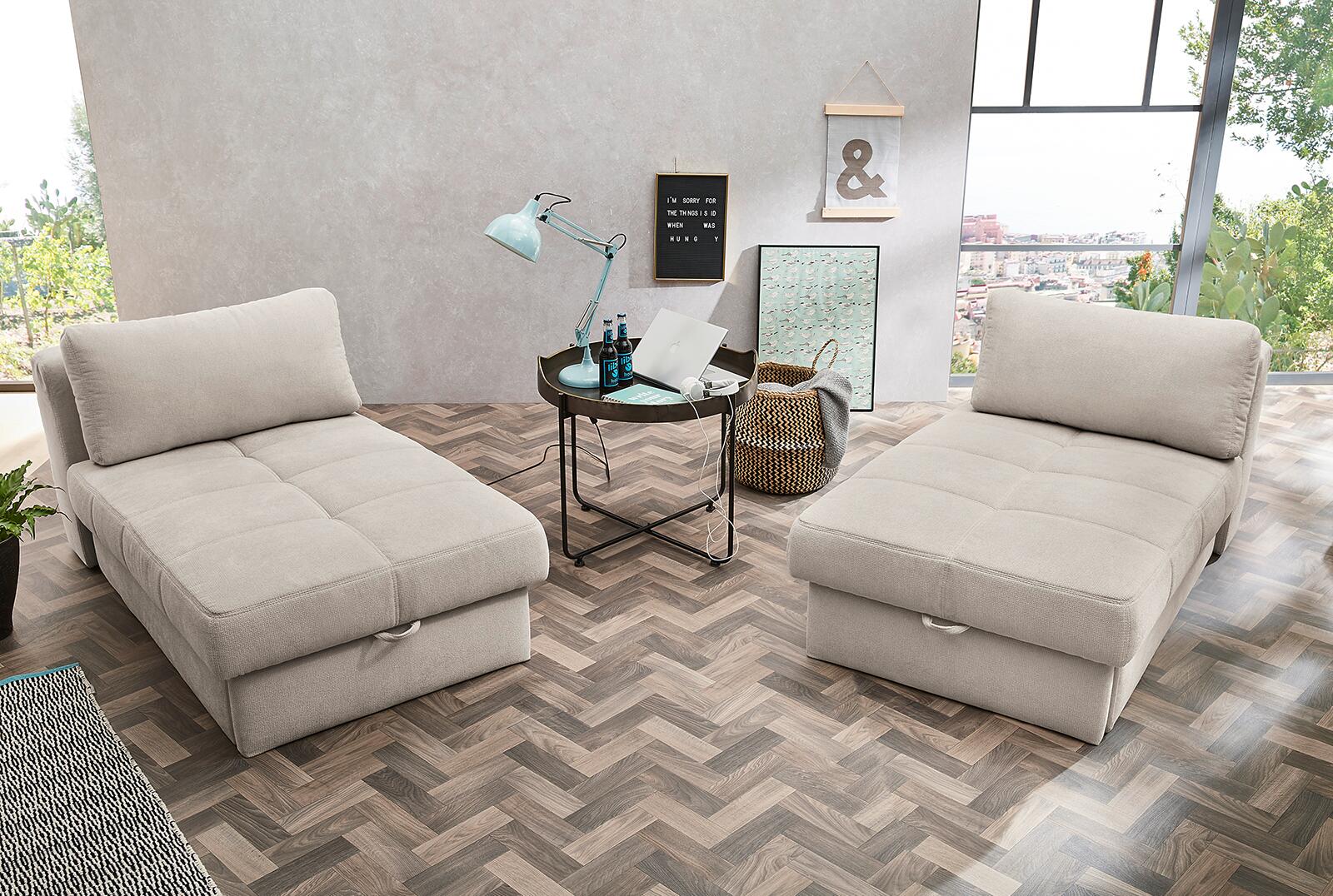 Recamiere beige Microfaser B/H/T: ca. 93x205x78 cm