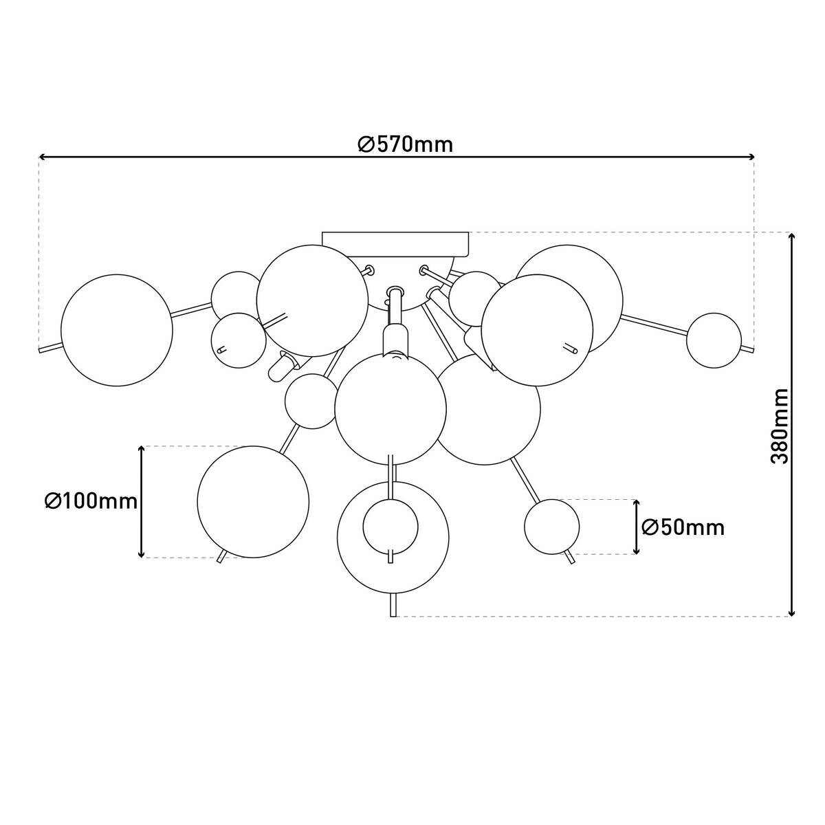 Näve Leuchten Deckenleuchte amber Glas Metall B/H/T/D: ca. 57x38x57x57 cm G9 6 Brennstellen