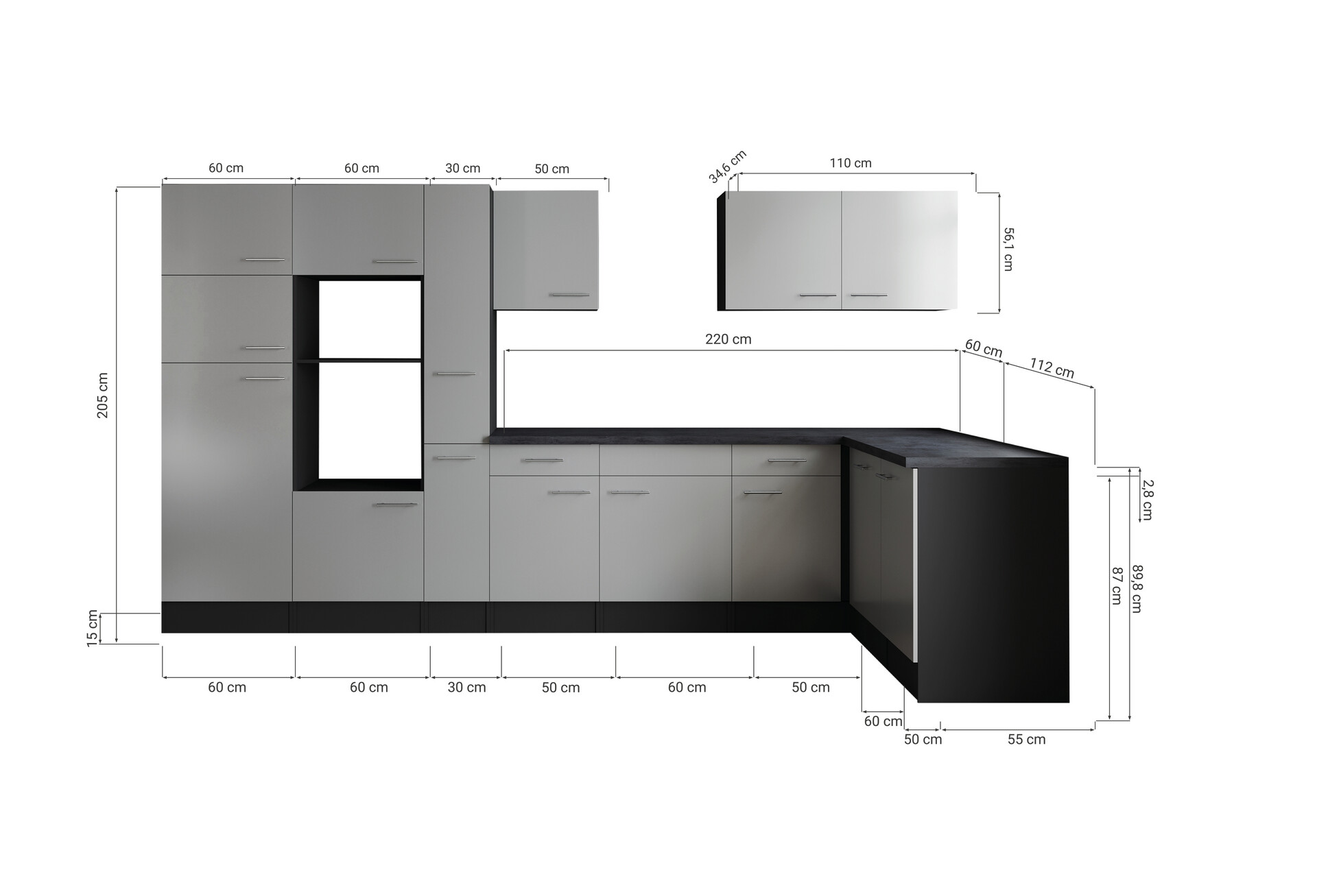 Winkelküche Oliver B/H/T: ca. 370x205x172 cm