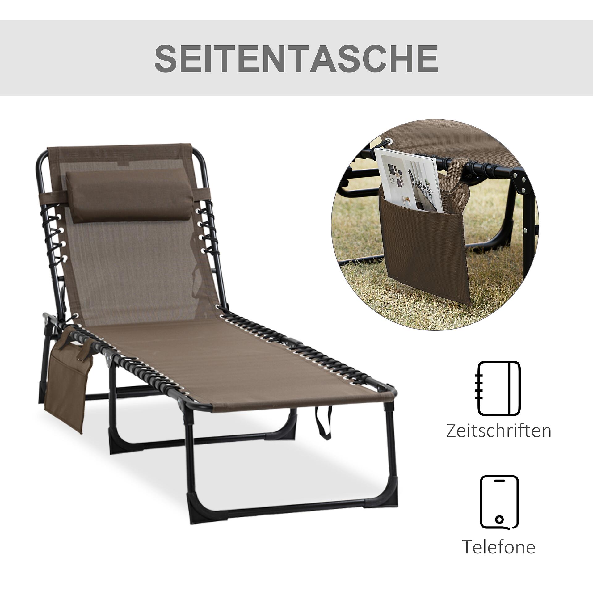 Outsunny Sonnenliege braun Stahl B/H/L: ca. 58x30x185 cm