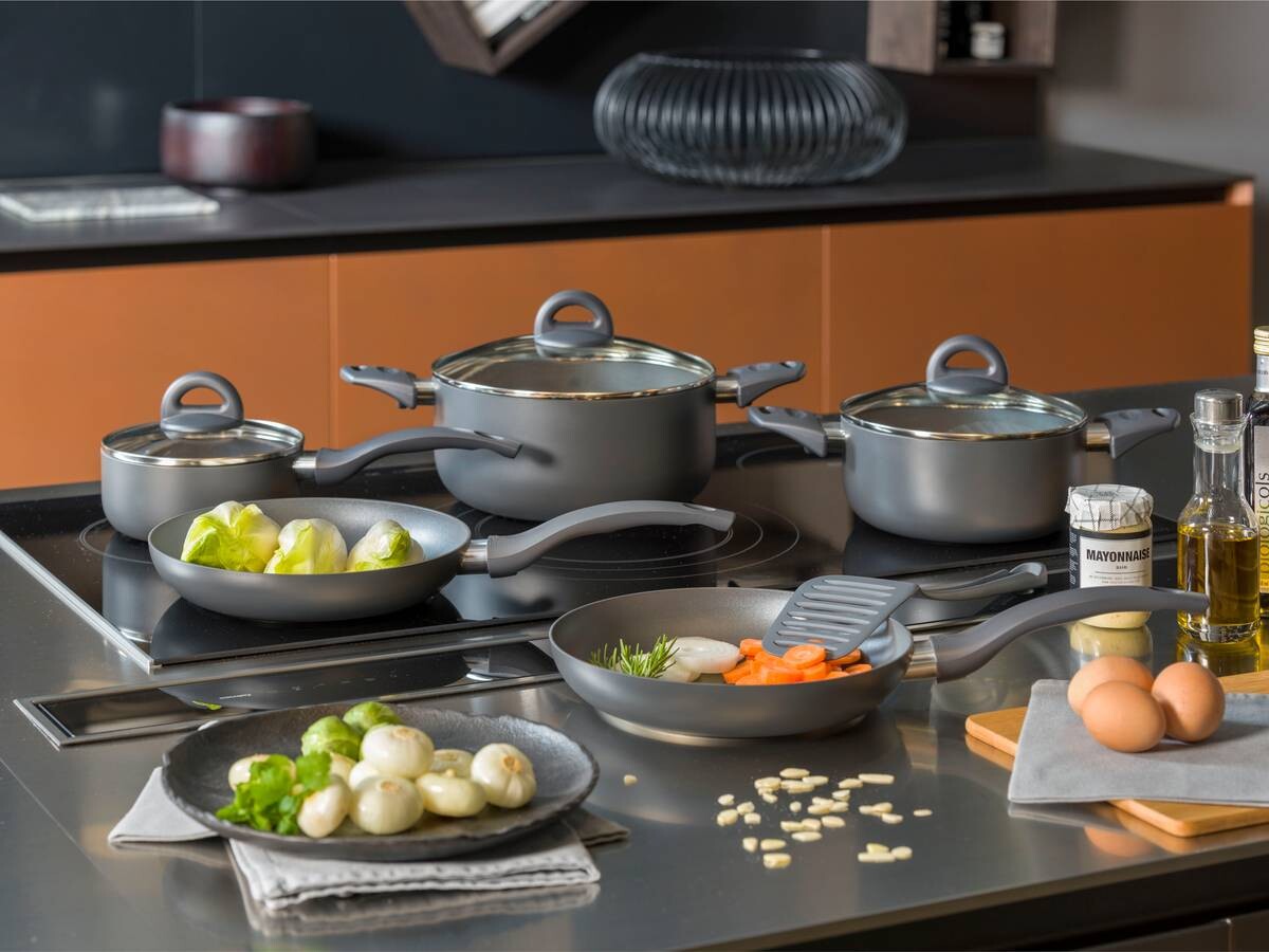 TOGNANA Topfset Grancucina Cop.& Char schwarz Aluminium 8 tlg.