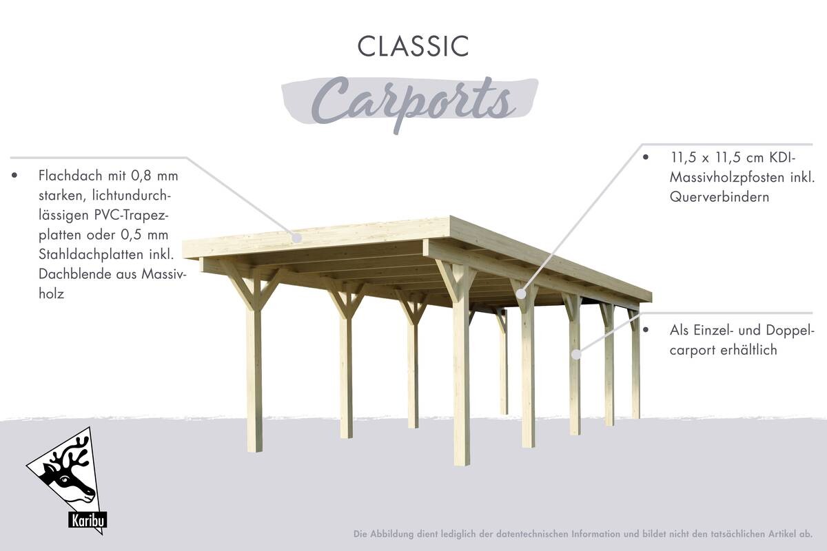 Karibu Carport Classic 1A B/H/T: ca. 318x234x480 cm