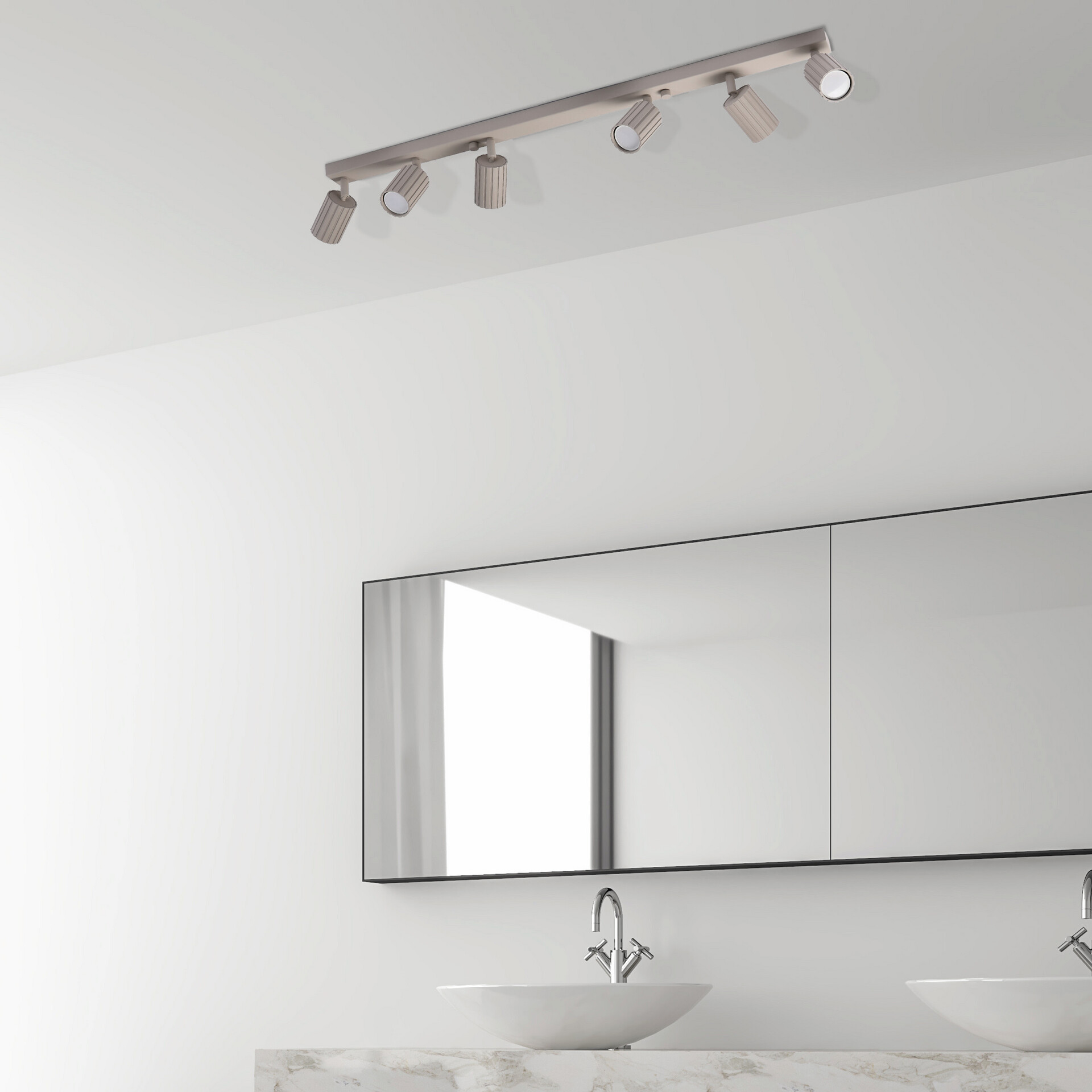 Lamkur Strahler Prisma beige Stahl B/H/L: ca. 6,5x16,5x117 cm 6 Brennstellen