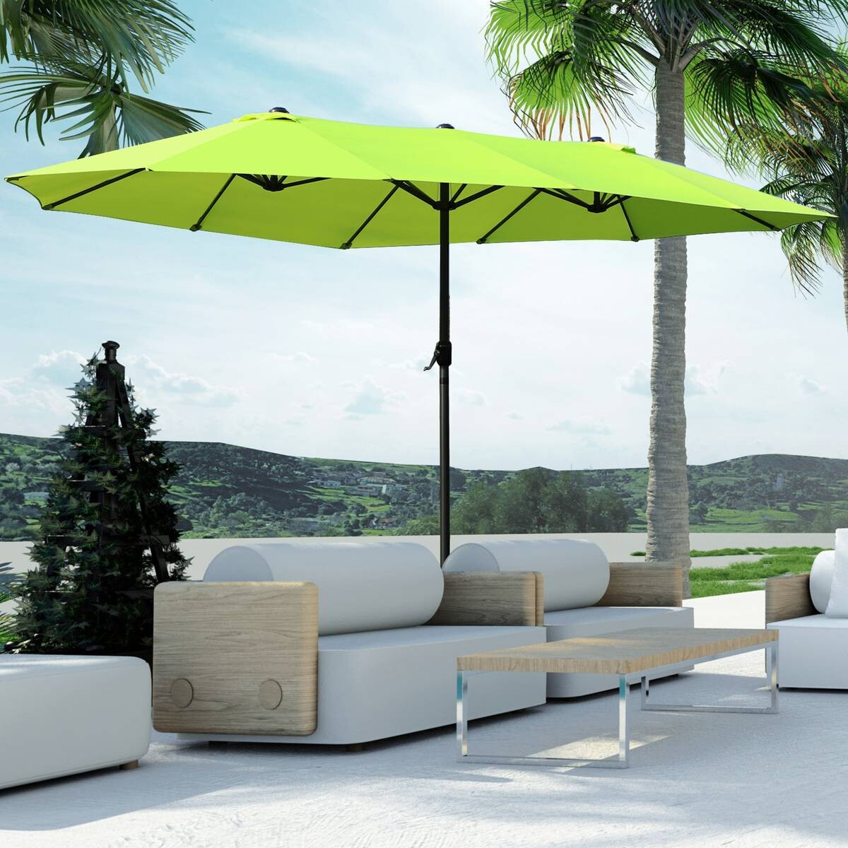 Outsunny Sonnenschirm grün Stahl B/H/L: ca. 270x240x460 cm