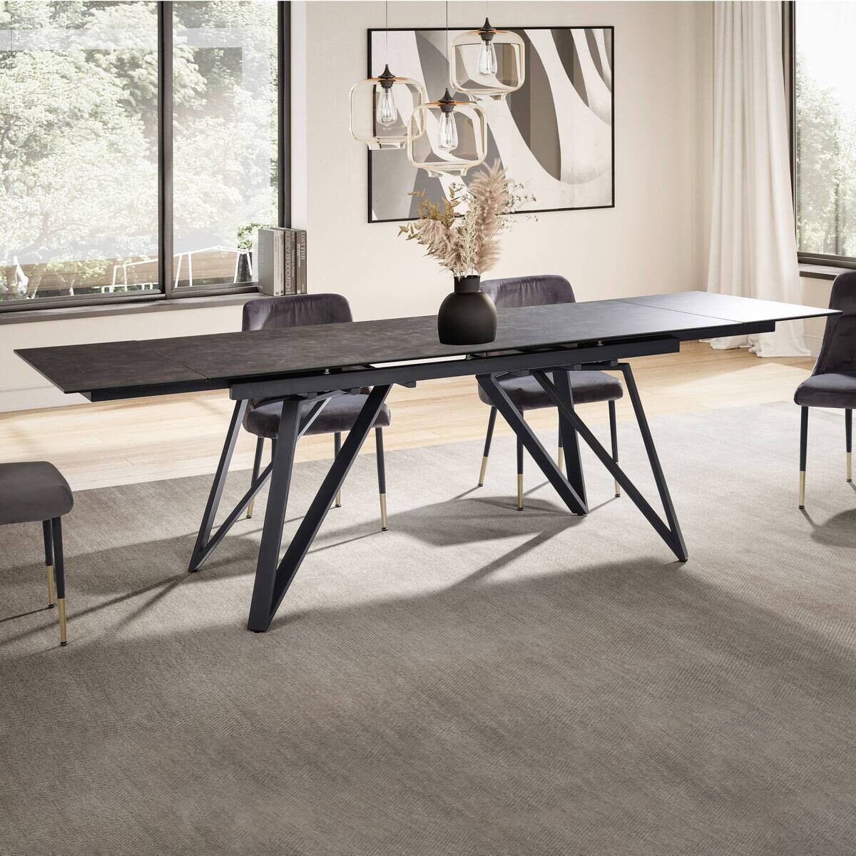 Esstisch schwarz Marmor Optik B/H/T: ca. 180x76x95 cm