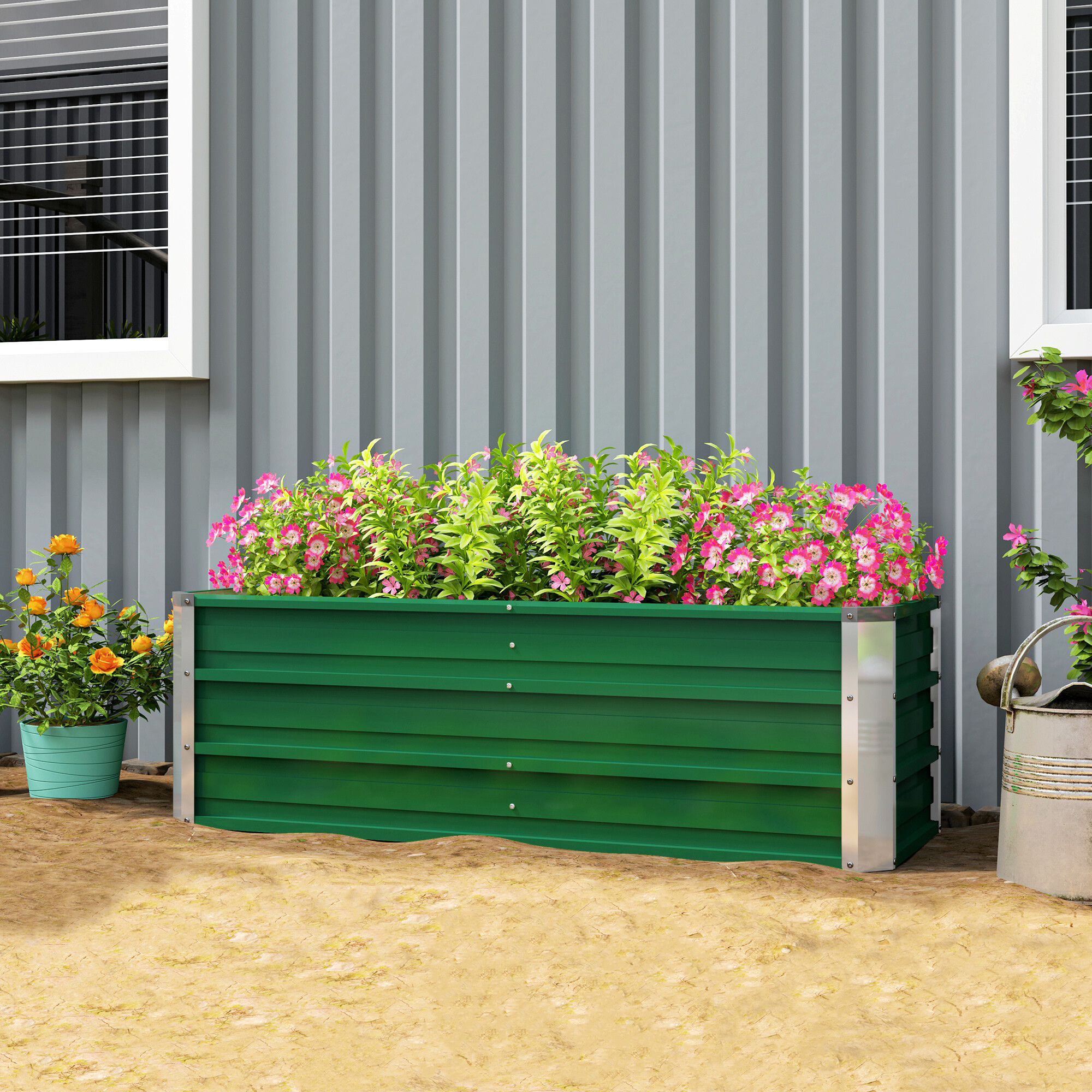 Outsunny Gartenbeet grün Stahl B/H/L: ca. 47x40x125 cm