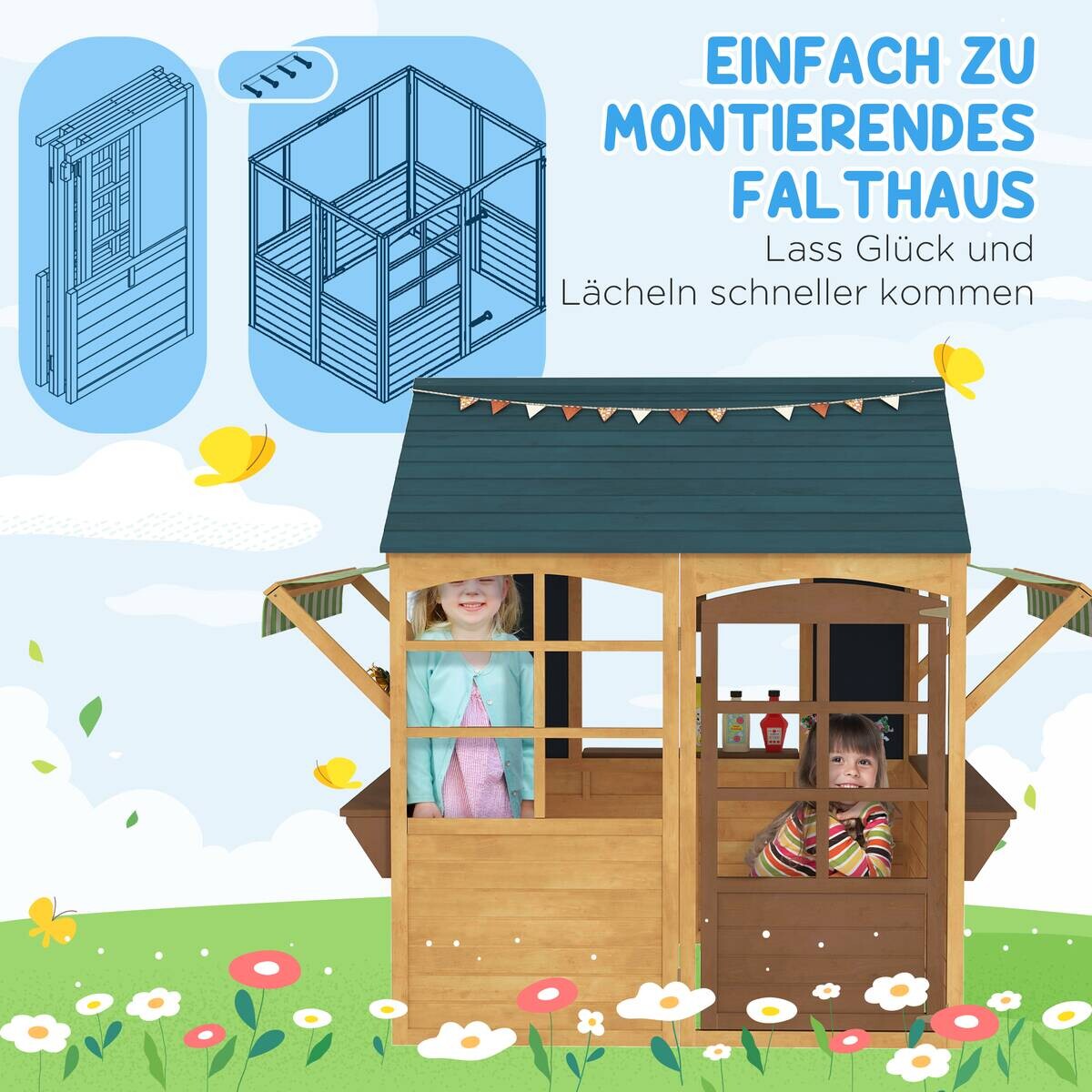 AIYAPLAY Kinderspielhaus braun B/H/L: ca. 117x144x173 cm