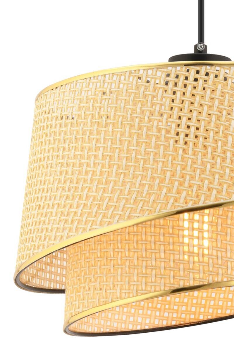 Opviq Pendelleuchte Barette kamel gold Stoff Metall B/H/L: ca. 32x65x32 cm E27 1 Brennstellen