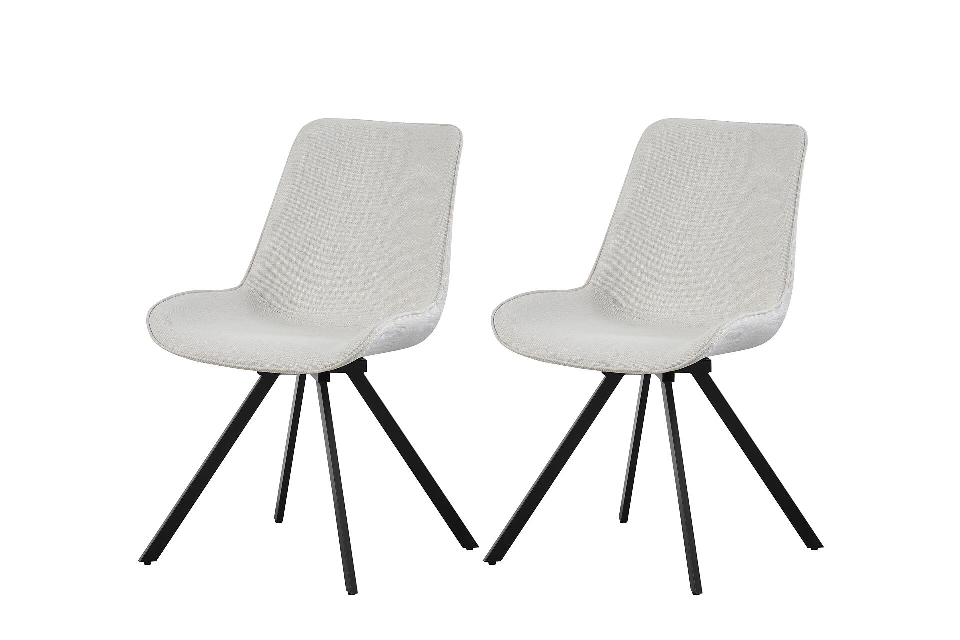 Drehstuhl EMILIA, 2er Set creme schwarz Webstoff B/H/T: ca. 52x85x61 cm