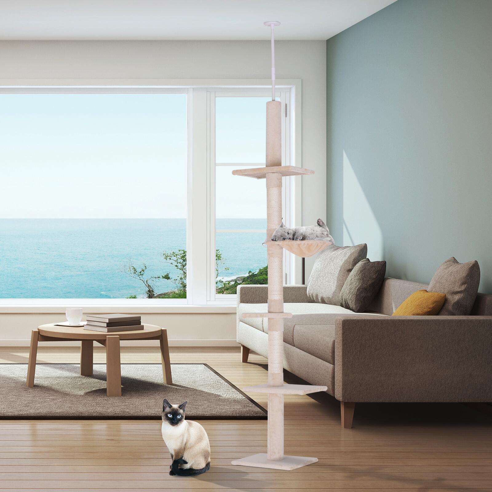 PawHut Kratzbaum beige Spanplatte B/H/L: ca. 34x260x40 cm