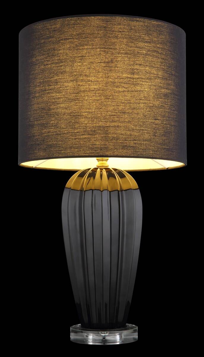 GLOBO Tischleuchte IRINA 24145B Chrom klar schwarz Kunststoff Metall Keramik H/D: ca. 59x35 cm E27 1 Brennstellen