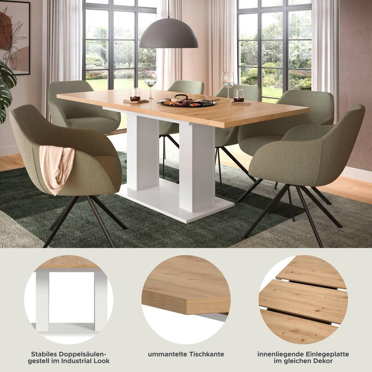 Esstisch MOTION weiß Artisan Nachbildung B/H/T: ca. 150x76x90 cm