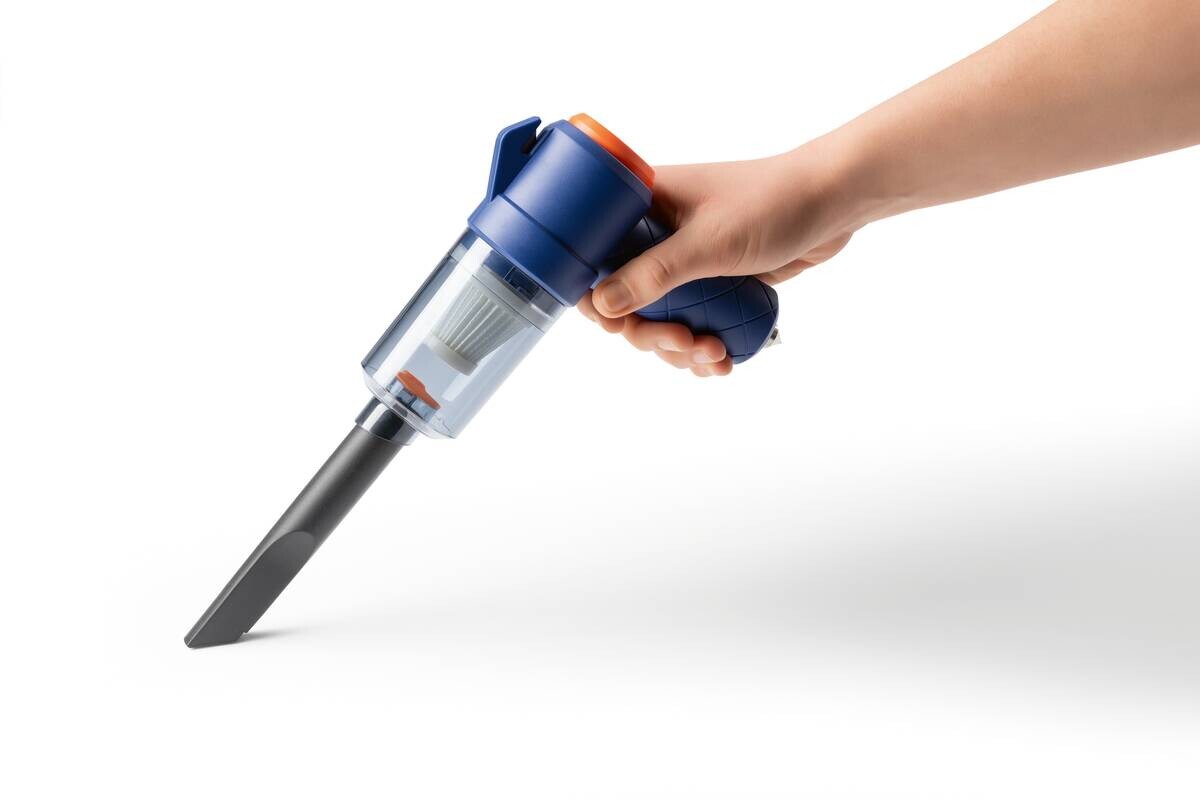 CLEANmaxx Akku-Handstaubsauger blau orange B/H/L: ca. 7x16,5x20 cm