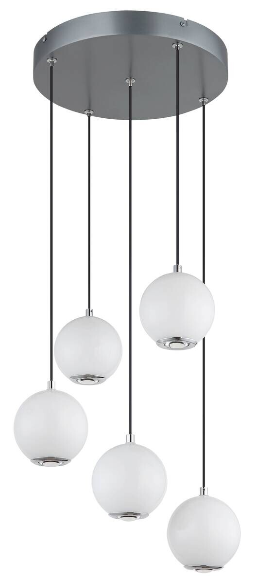 GLOBO Pendelleuchte Opal grau Metall Glas H/D: ca. 150x39 cm 1.0 Brennstellen