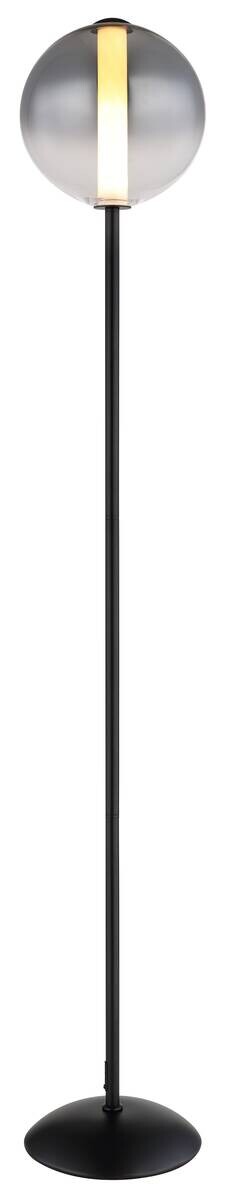 GLOBO Stehleuchte mattschwarz Opal Rauch Glas Metall H/D: ca. 152x25 cm 1 Brennstellen