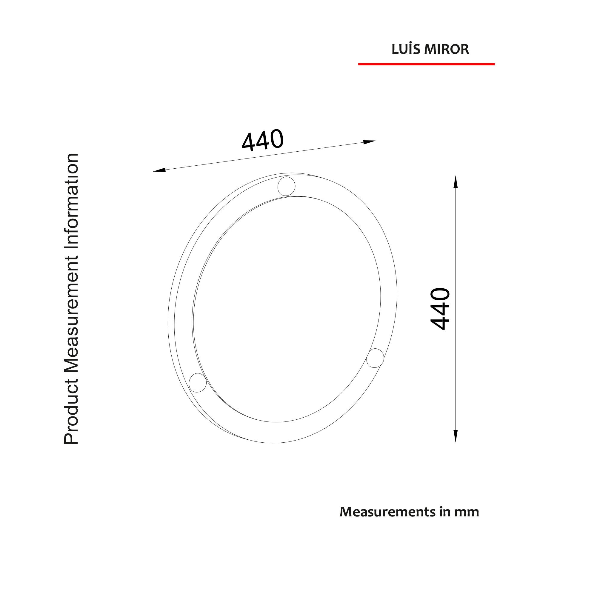 moebel17 Wandspiegel Luis schwarz B/H/T: ca. 44x44x2 cm