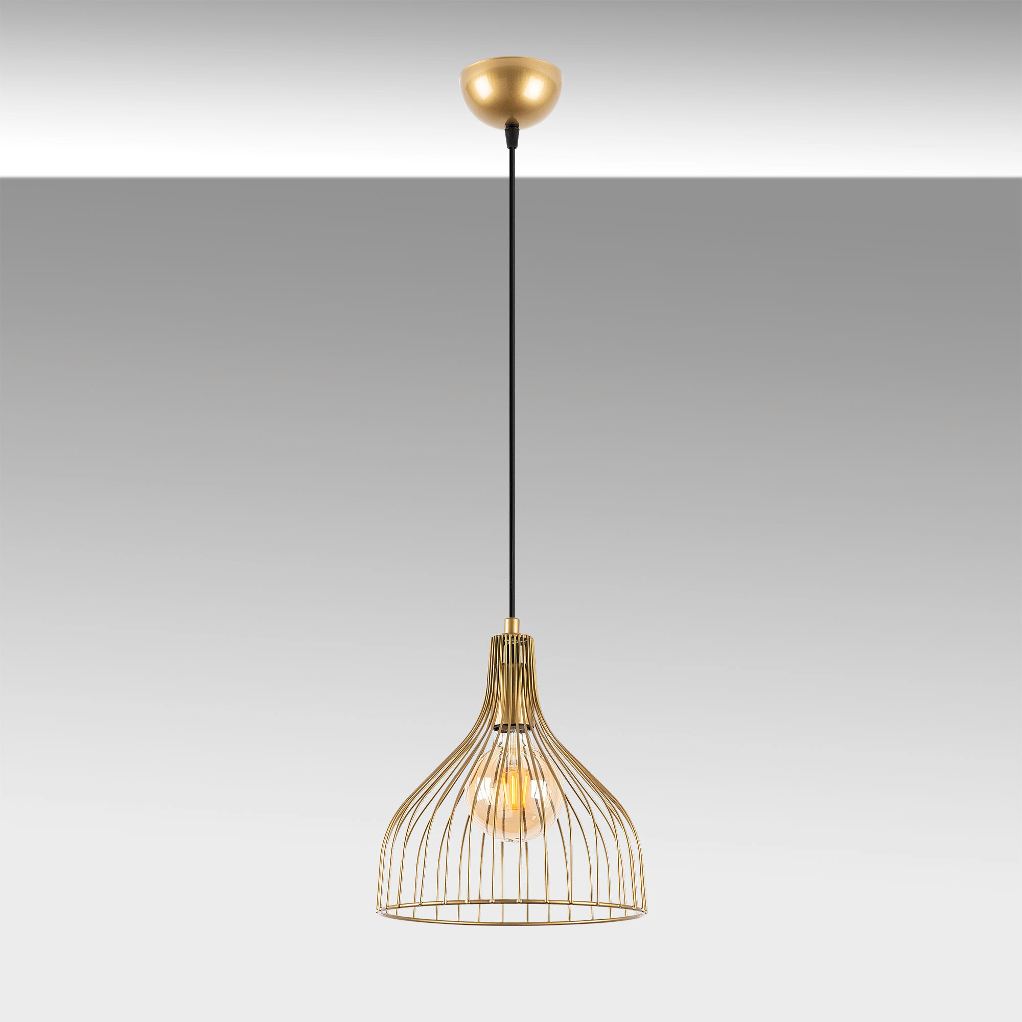 Opviq Pendelleuchte Cafu gold B/H/L: ca. 25x123x25 cm E27 1 Brennstellen