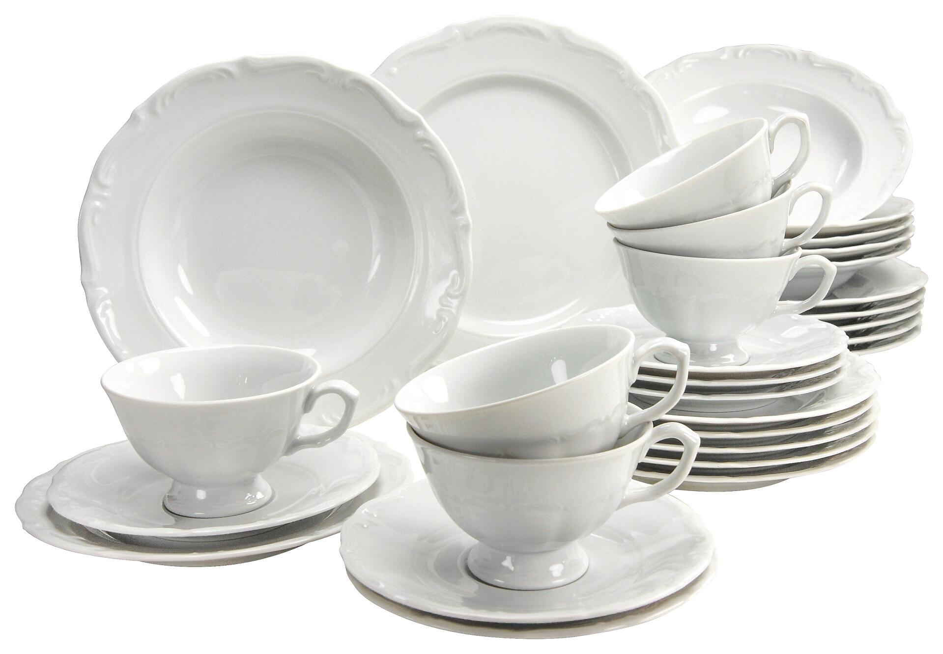 CreaTable Kombiservice Maria Theresia weiß Porzellan 30 tlg. CreaTable Kombiservice Maria Theresia weiß Porzellan 30 tlg.