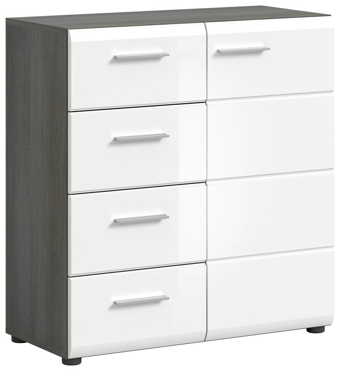 Kommode SALSA Rauchsilber Nachbildung weiß Hochglanz B/H/T: ca. 75x85x37 cm Kommode SALSA Rauchsilber Nachbildung weiß Hochglanz B/H/T: ca. 75x85x37 cm