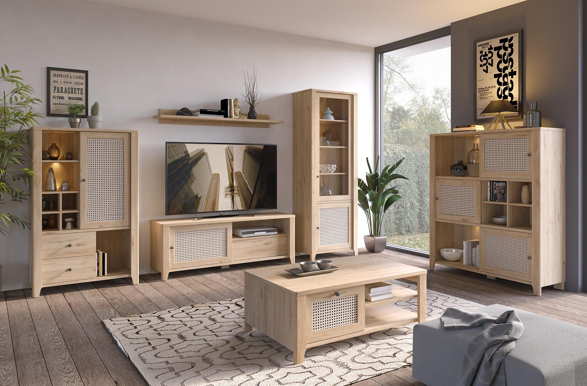 Couchtisch Cestino Jackson Hickory Nachbildung B/H/T: ca. 110x43,5x68 cm