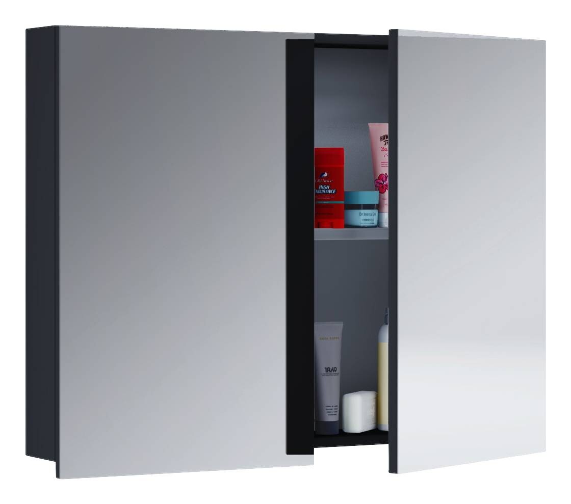 Spiegelschrank Badinos schwarz B/H/T: ca. 80x62x12 cm